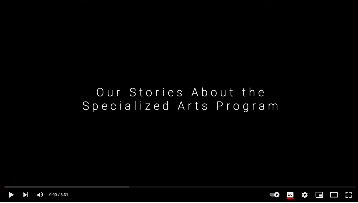 YouTube - Our Stories About the Specialized Arts Program